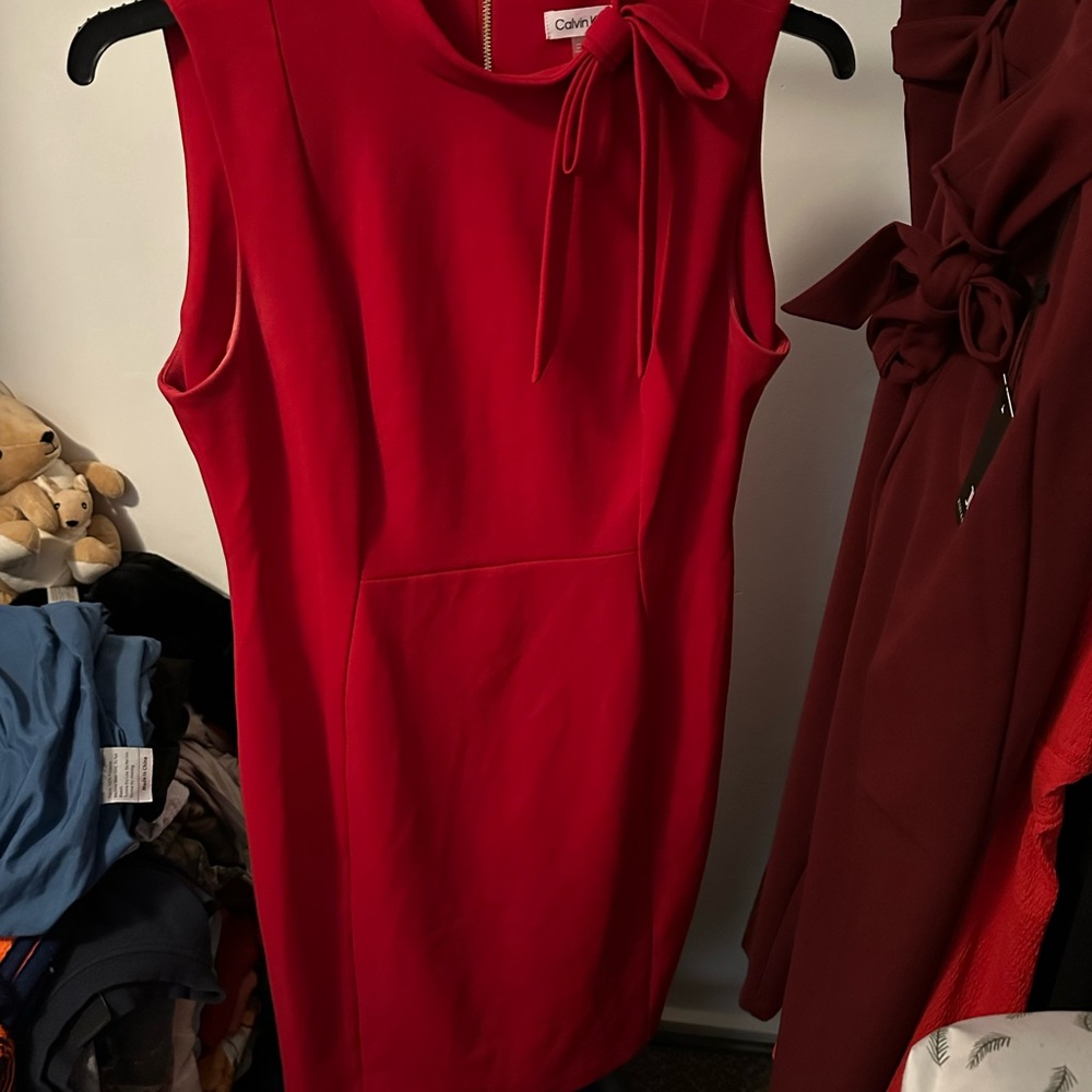 Calvin Klein Red Sleeveless Dress